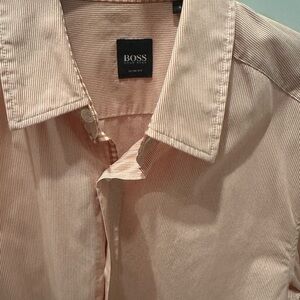 Boss Men's Light Pink Casual Button Down Shirt